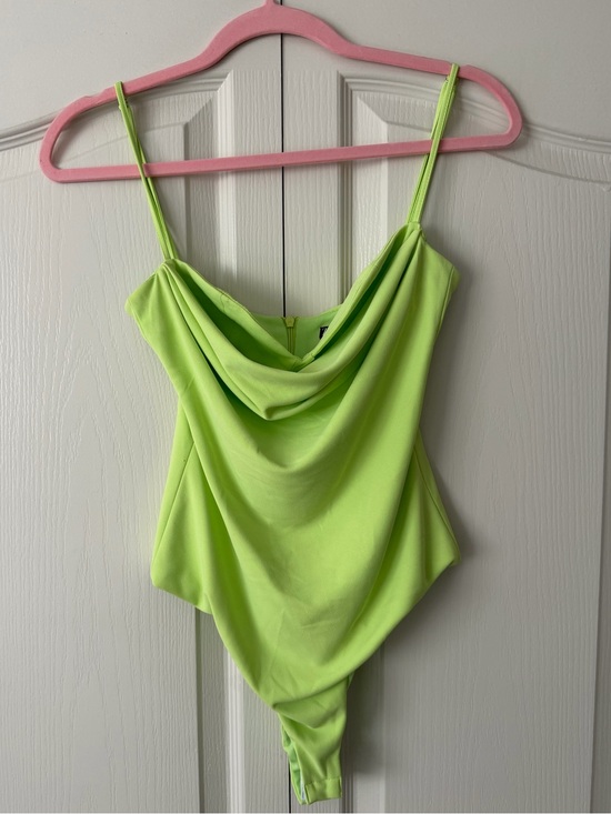 Zara Tops - Zara Neon Lime Cowl Neck Bodysuit